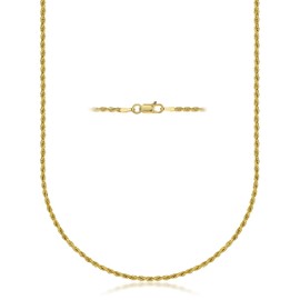 PORI JEWELERS Gold Plated Sterling Silver Diamond Cut Rope Chain Necklace- 1.5MM-7.5MM -Made In Italy - 7"-30" (18, 1.8MM)