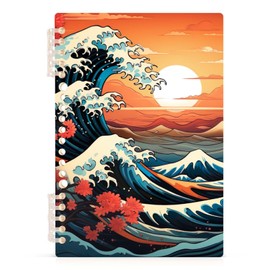 UMIRIKO Japanese Ocean Waves Cherry Blossoms Spiral Notebook Journal College Ruled Notebook 8.3"x5.7" Journal with 60 Lined Pages A5 Spiral Notebooks for Women Men 1 Pack 202b4566