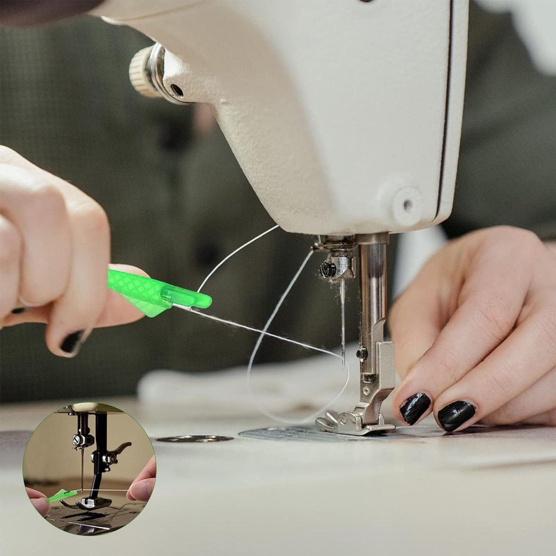 Dinghaole 10 Pcs Fish Mouth Sewing Machine Needle Threader, Automatic