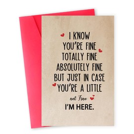 IDU Funny Encouragement Card Gifts for Women Men，Warm Thinking of You Cards for Him Her，Get Well Soon Card，Positive Card，Inspirational Cards，Thoughtful You're Totally Fine，I'm Here for You Card