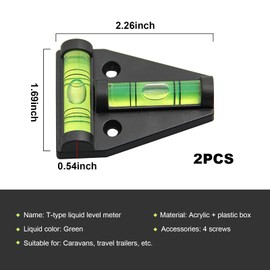 Augeny 2PCS Magnetic RV Levelers, RV T Level Bubble Levels with Screws Mounting and Magnetism Dual-use, Multipurpose Stablilization Levelers for RV, Camper, Furniture, RV Accessories