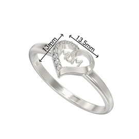 Aeon Jewellery Silver Mum Ring - 925 Sterling Silver & Cubic Zirconia Heart | Available in Size O | Polishing Cloth & Gift Box Included