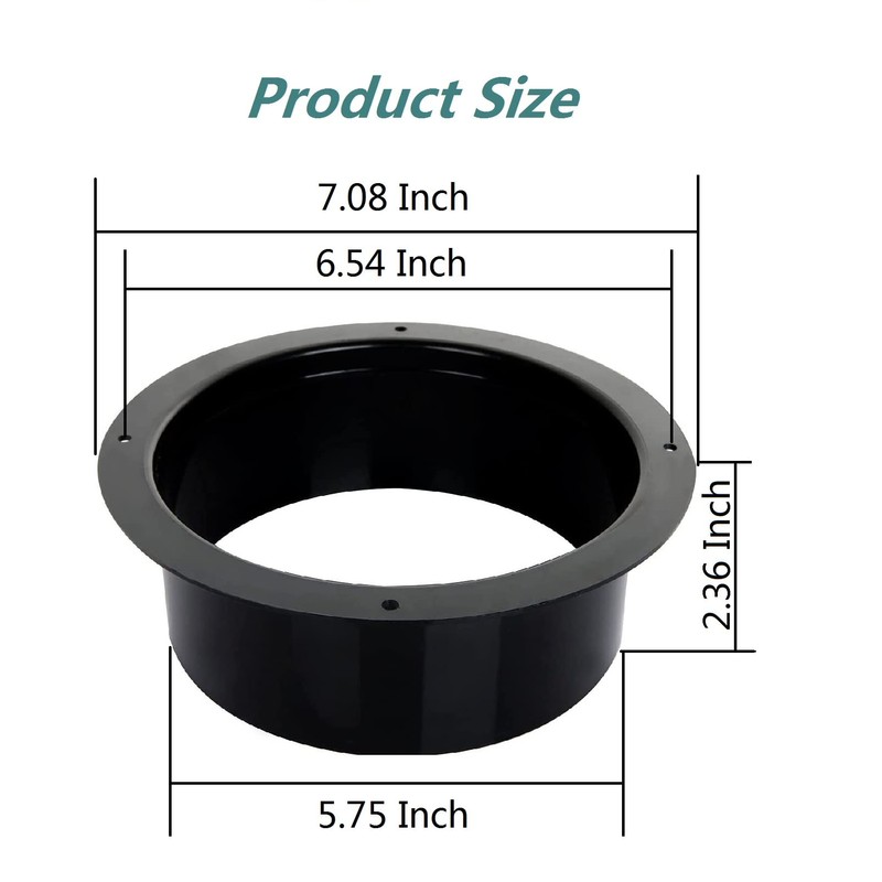 Duct Connector Flange 6"(5.75 Inch) Black Plastic Straight Dryer Vent