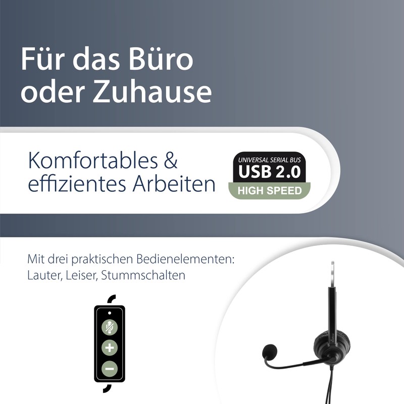 MediaRange Wired Stereo Headset with Microphone and Control Function, Black