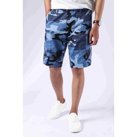 Backbone Pantalones cortos tácticos militares BDU de camuflaje para hombre, para trabajo, pesca, camping, informal, pantalones cortos de carga, azul, (Sky Blue Camo), 38