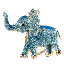 Buachois Keyring, Purse Charm, Cute Elephant Keychain, Zinc Alloy Cute Rhinestone Pendant Ornaments Handbag Decorative Accessories for Car(Blue)