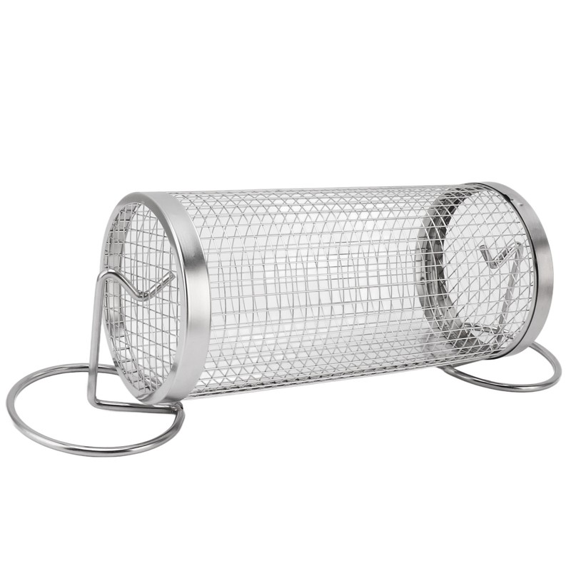 BBQ Net Tube Rolling Grilling Basket Stainless Steel Wire Mesh
