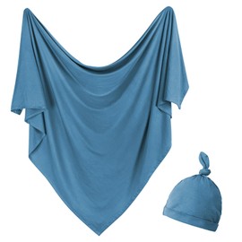 OWLOWLA Newborn Swaddle Set Stretch Wrap Swaddle Receiving Blanket for Baby Boy Girl(Peacock)