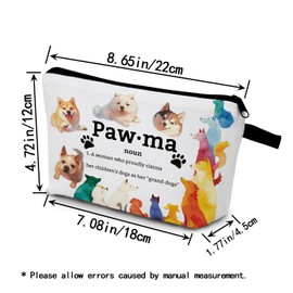 YULUENZE Funny Gifts Pawma Noun Definition Makeup Bag Toiletry Pouch with Zipper Birthday Christmas Gift Cosmetic Bag for Women Dog Lovers Puppy Grandma Dog Mom
