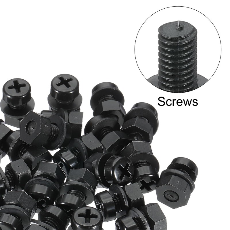 PATIKIL M6x10mm Black Nylon Bolts Plastic Nuts Full Thread Head