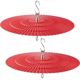 11.2" Metal Bird Feeder Rain Guard 2 Pack, Red Dome Shield Cover Umbrella Shade for Hummingbird Oriole Feeder, Squirrel Baffles for Bird Feeders
