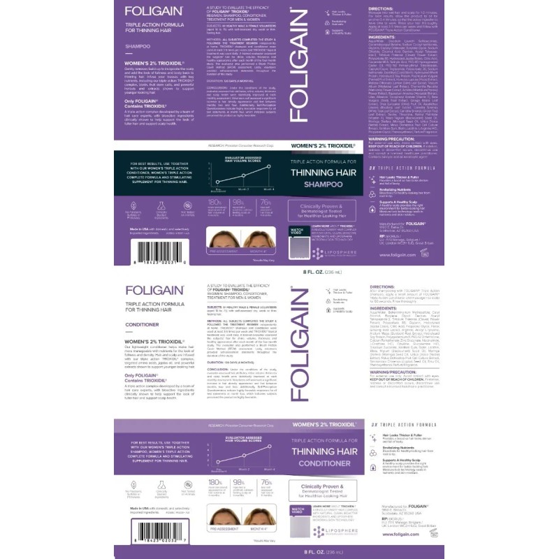 Foligain Shampoo + Acondicionador Para Mujeres Trioxidil 2%