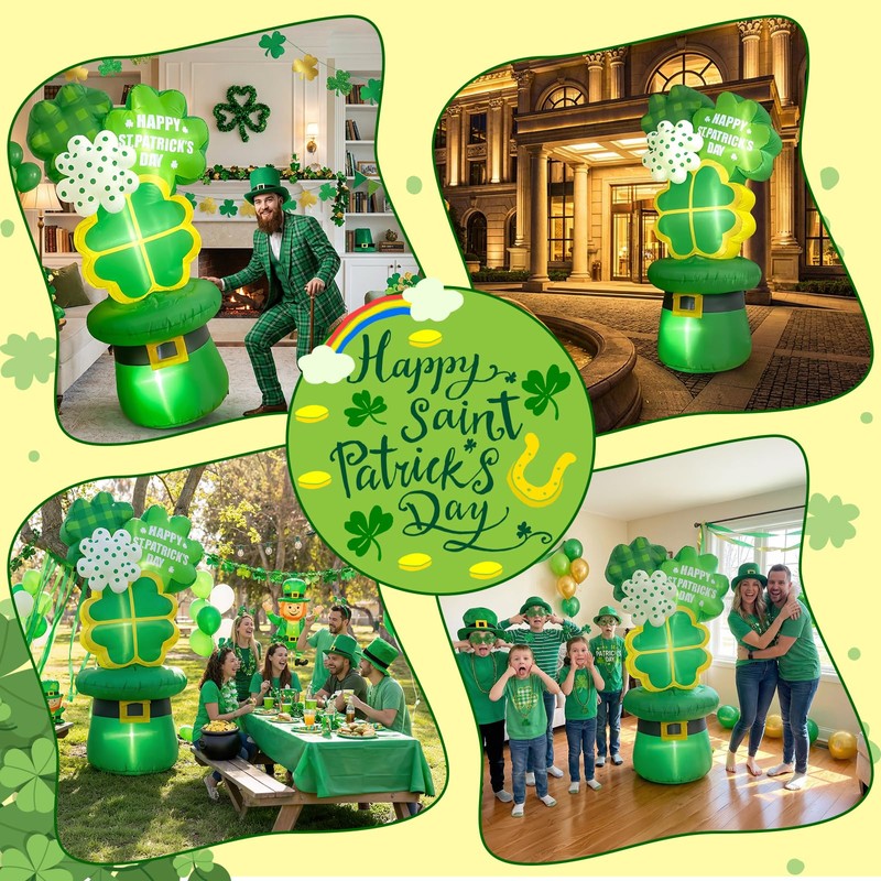 OurWarm 6FT St Patricks Day Inflatables Outdoor Decorations, St. Patrick's
