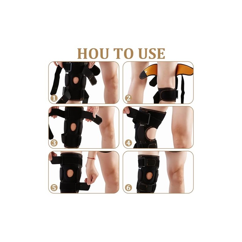 2 PCS Hinged Knee Brace Support for Men & Women,