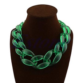 YoungerY Lackingone Acrylic Collar Chunky Choker Statement Bib Chain Necklace Pendants Green