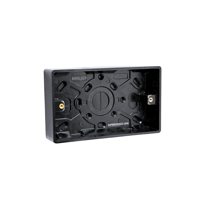 SHP ELECTRICAL® Screwless Matt Black Metal 2 Gang 13A Switched