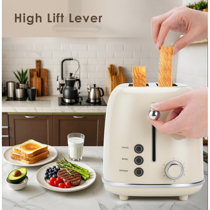 Roter Mond 4 Slice Toaster Retro Stainless Steel Toaster with