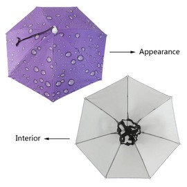 NEW-Vi Umbrella Hat, 25 inch Hands Free Umbrella Cap for Adults and Kids, Fishing Golf Gardening Sunshade Outdoor Headwear (Blue/Purple)