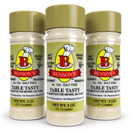 Salt Substitute - Benson's Table Tasty No Potassium - No Bitter After Taste - Easy to Use - Healthy Alternative - 3 oz size (3 pack)
