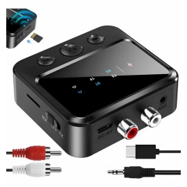 Bluetooth 5.3 Transmisor Receptor Audio Stereo Adaptador,admite Salida De Audio Óptica/rca/0.138 In/aux Jack Aduio Con Pantalla