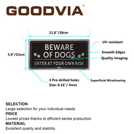 Beware of The Dog Enter at Own Risk Sign Aluminum Metal Dog Warning Signs for Wall or Outdoor Gate Rust Free Fade Resistant UV Protected Reflective Pack of 1