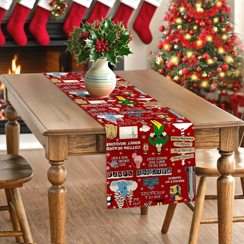 Funny Christmas Table Runner Happy Xmas Kitchen Dining Table Centerpiece