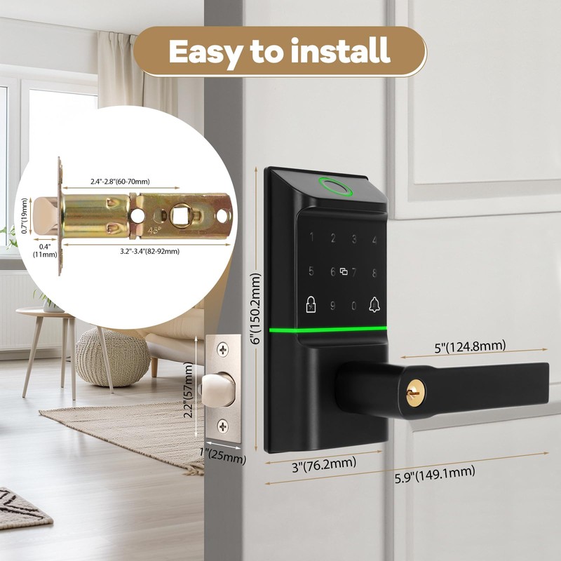 Bamberg Keypad Smart Door Lock with Handle: Keyless Entry Deadbolt