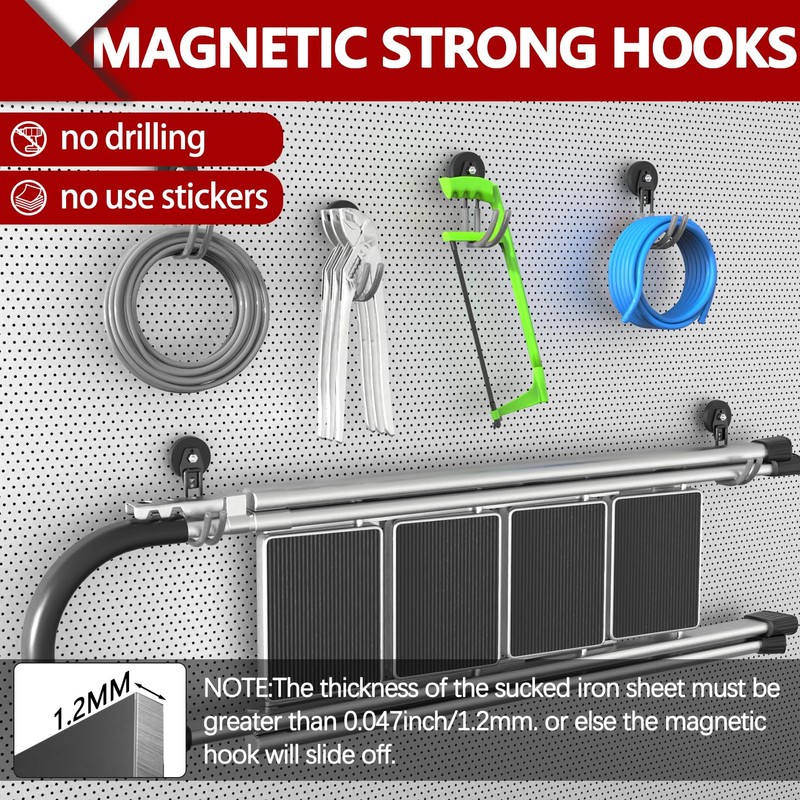 3-H Extra Strong Magnetic Hooks,Heavy Duty Large Anti-Slip Magnet Hooks