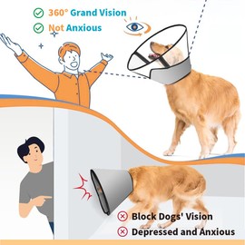 Dog Cone Collar, Pet Cone for Dogs to Stop Licking, Comfy Dog Cones for Large Medium Small Dogs, Soft Cones for Dogs After Surgery, Cone of Shame for Dogs Head Neck Elizabethan Collar