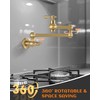 RALANDA Brass Pot Filler Faucet Gold, Dual Valve Wall Mount
