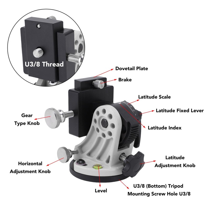 Dpofirs Latitude Adjustment Seat, 90 Degree Adjustment Equatorial Wedge Instrument
