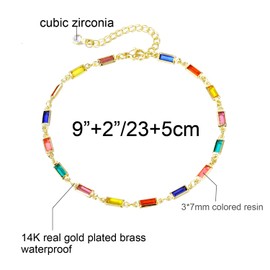 yipima Gold Ankle Bracelets for Women 14K Gold Plated Crystal Oval Round Butterfly Charm Chain Anklets for Women Waterproof