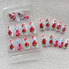 Almond Press On Nails Medium Fake Nails Strawberry With Gradient
