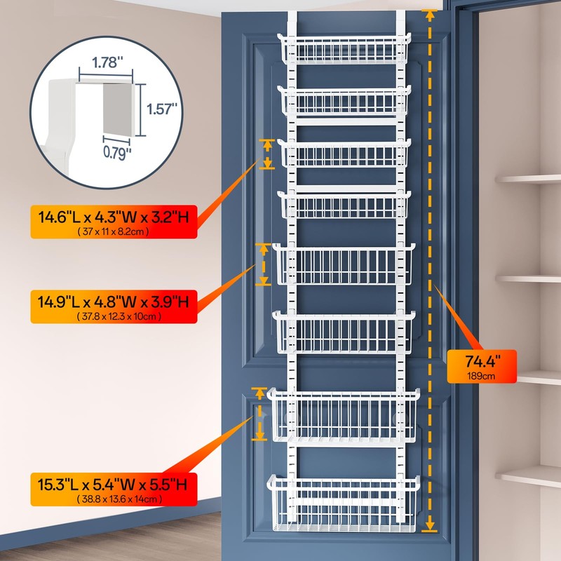 8-Tier Over The Door Pantry Organizer, Pantry Organization and Storage,