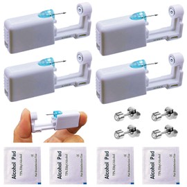 Ear Piercing Kit, SLVIEKAE Piercing Kit, Ear Piercing Gun, Earring Piercing Kit, Self Ear Piercing Gun, with Piercing Earrings Stud (4mm Silvery white)