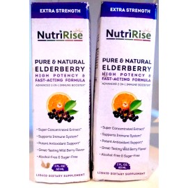 NutriRise Pure Elderberry  Vitamin C Syrup Drops Berry Flavor Immune Support 2oz 2-PACK