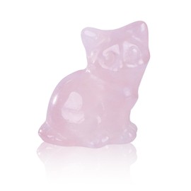 Iridsmole Pink Crystal Cat, Gemstone Cat Ornament, Healing Crystal Cat Gifts for Cat Lover, Figurine Carved Gemstone Cute Cat, Mini Figurine Cat Gifts for Home Office Bedroom Desk Decoration