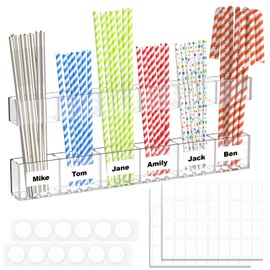 Palksky Straw Organizer for Cabinet, Acrylic Straw Holder for Cabinet Door, Reusable Storage Rack Container Organizer for Kitchens Counter (Transparent)