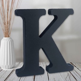 AOCEAN 6 inch Black Wood Letters Unfinished Wood Letter for Wall Decorative Standing Letters Slices Sign Board Decoration for Craft Home Party Projects (K)