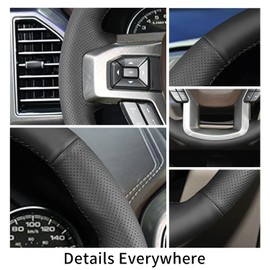 Yeolpise Hand Sewn Steering Wheel Cover,Fit for Ford F-150 2015 2018/Expedition 2018/F-150 Limited 2016/F-Series Super Duty 2017 2020 2022,Non-Slip Breathable Microfiber Leather Steering Wheel Cover