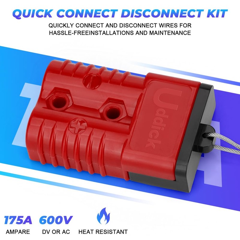 Uddick 4PCS 175A 1/0-4 Gauge Battery Cable Quick Connect/Disconnect Connector