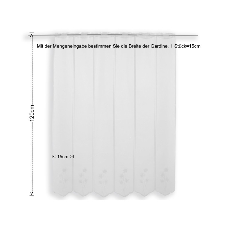 Clever-Kauf-24 Net Curtain Jacquard Flower White Bistro Curtain in 6