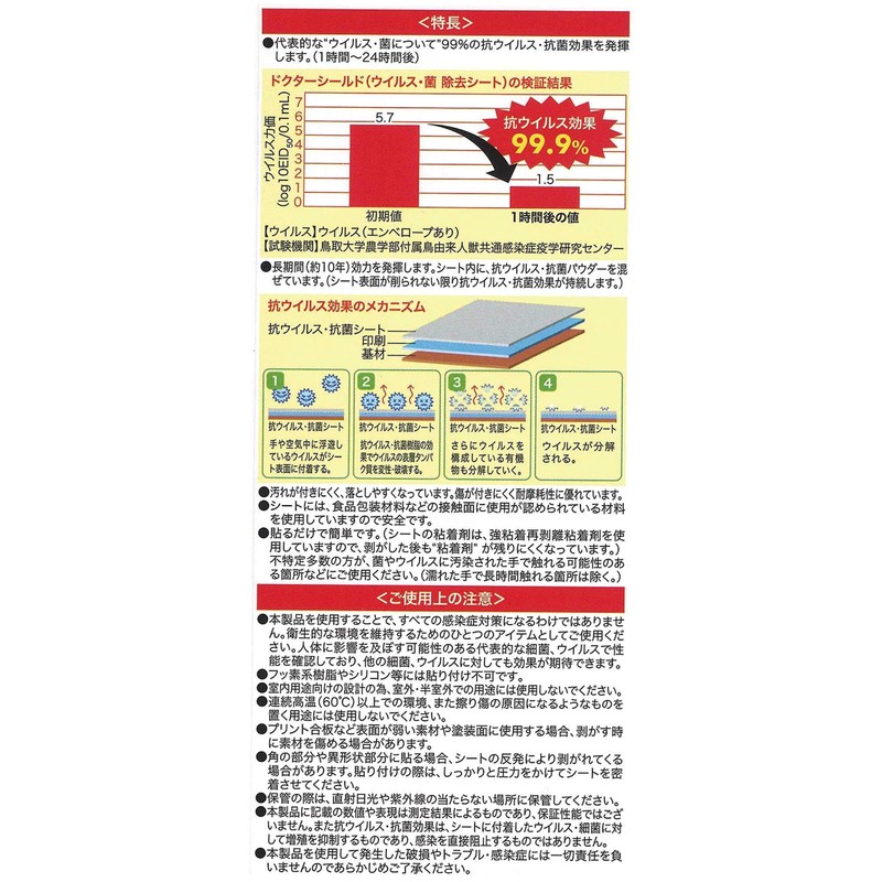 Kitagawa Kogyo Doctor Shield (Virus and Bacteria Removal Sheet) Translucent