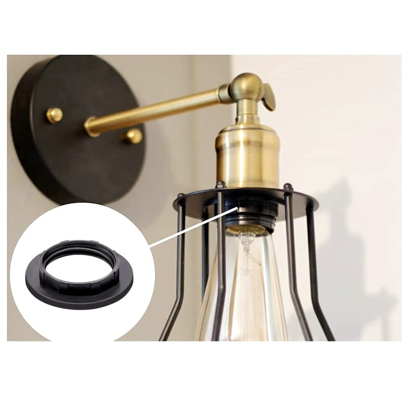 CCHAMP 6 x Lampshade Collar Ring Converter E14 Plastic Black,