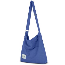 Your Cozy Women's Retro Large Size Cotton Shoulder Bag Hobo Crossbody Handbag Casual Tote For Shopping and Travel, Blue, Large