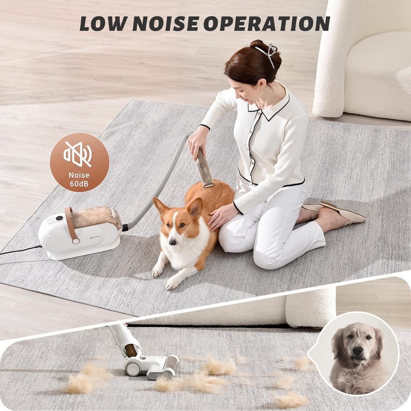 Einoor Professional Pet Grooming Vacuum Kit 3L Capacity, 7 Changeable