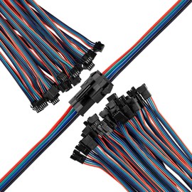 VISSQH 25 Pairs JST SM 4PIN Male to Female EL Wire Cable Plug Adapter, 4 Pin Male and Female Connector Adapter with 150 mm Electric Cable for LED Light