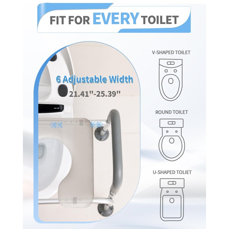 Raised Toilet Seat with Handles FSA Eligible, Upgraded Larger Suction