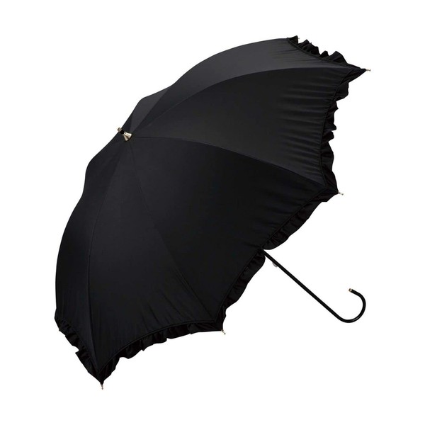 Wpc. 81-1349 Blackout Classic Ruffle Black 19.7 inches (50 cm) Full Light Blocking, 100% UV Protection, For Rain or Shine, For Both Sun and Rainy Weather