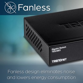 TRENDnet 8-Port Gigabit Desktop Switch, TEG-S83, 8 x Gigabit RJ-45 Ports, 16Gbps Switching Capacity, Fanless Design, Metal Enclosure, Black (Renewed)